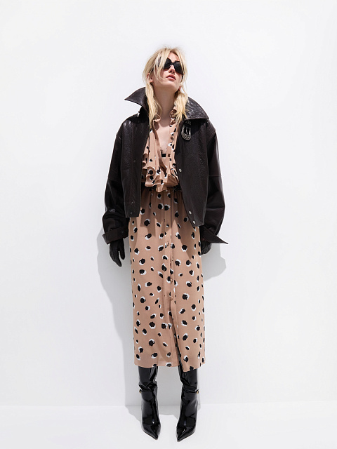 Платье из шифона с леопардовым принтом, 3