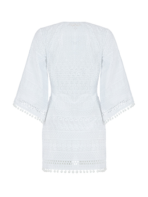 Белое кружевное платье-мини на запах, 2