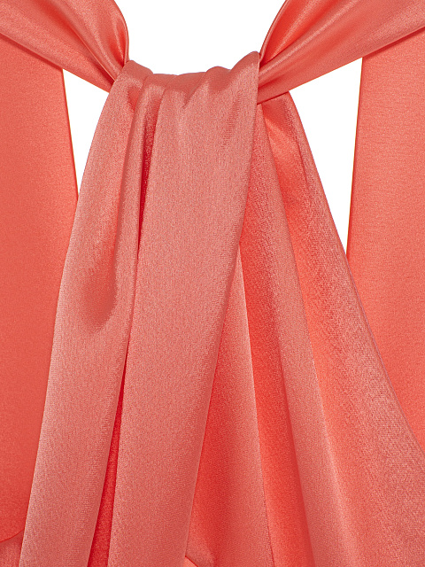 Коралловое шелковое платье-макси с драпировкой, 5 Коралловое шелковое платье-макси с драпировкой, 5