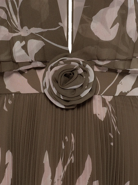 Коричневое платье-макси из шифона с цветочным принтом, 3 Коричневое платье-макси из шифона с цветочным принтом, 3