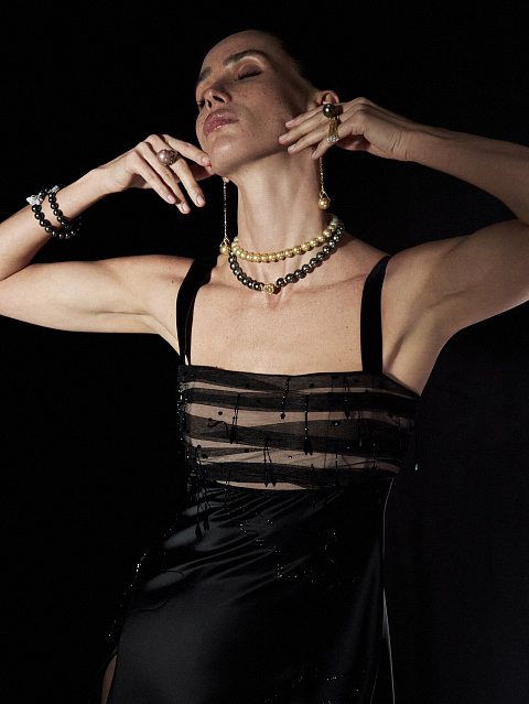 Черное платье-макси из шелка с бисером, 6 Черное платье-макси из шелка с бисером, 6