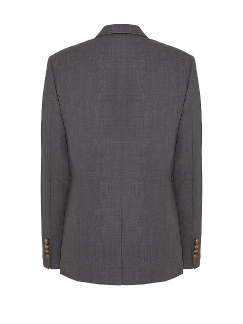 Серый однобортный жакет из шерсти, 5