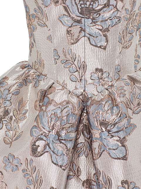 Пудровое платье-мини из парчи с золотистым узором, 4 Пудровое платье-мини из парчи с золотистым узором, 4