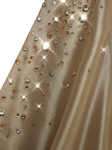 Бежевое платье-миди из шелка со стразами, 3 Бежевое платье-миди из шелка со стразами, 3