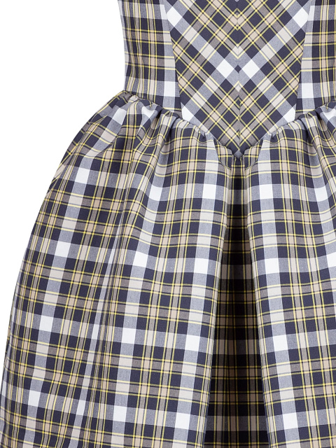 Хлопковое платье-мини в сине-желтую клетку, 3