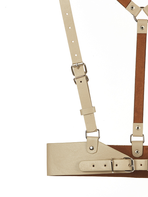 Бежевая портупея из эко-кожи, 3