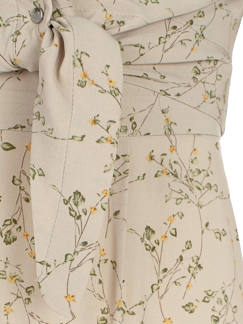 Бежевый костюм из платья-миди и рубашки с цветочным принтом, 3