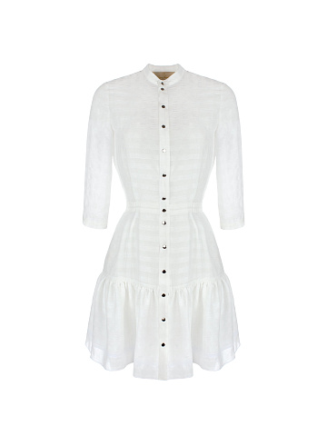 Белое шифоновое платье-мини в клетку, 1