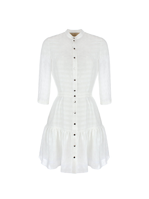 Белое шифоновое платье-мини в клетку, 1