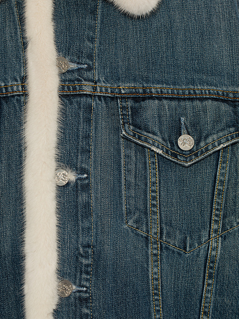 Синяя джинсовая куртка с подкладом из меха норки, 3 Синяя джинсовая куртка с подкладом из меха норки, 3