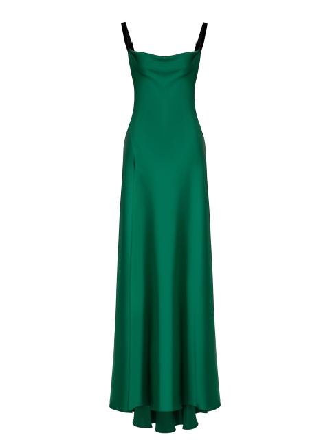 Зеленое шелковое платье-макси, 1