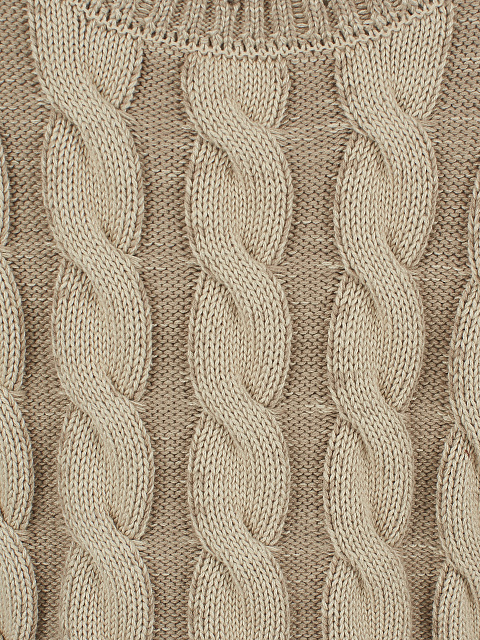 Укороченный бежевый свитер с косами и разрывами, 3