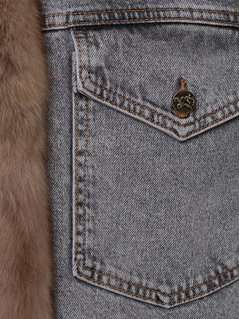 Серая джинсовая куртка с подкладом из меха соболя, 3 Серая джинсовая куртка с подкладом из меха соболя, 3