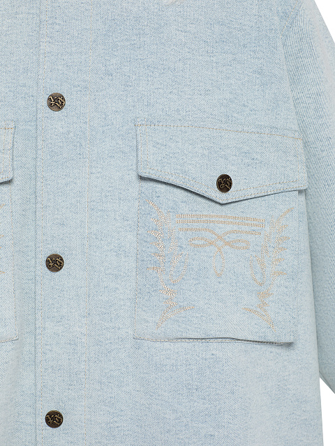 Голубая парка из денима с подкладом из овчины, 3