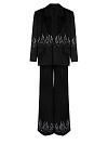 Черный шелковый костюм-двойка со стразами