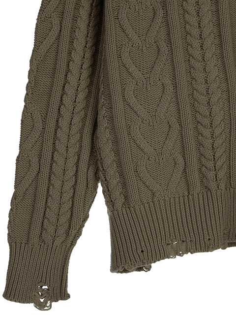 Темно-зеленый хлопковый свитер с косами, 3 Темно-зеленый хлопковый свитер с косами, 3