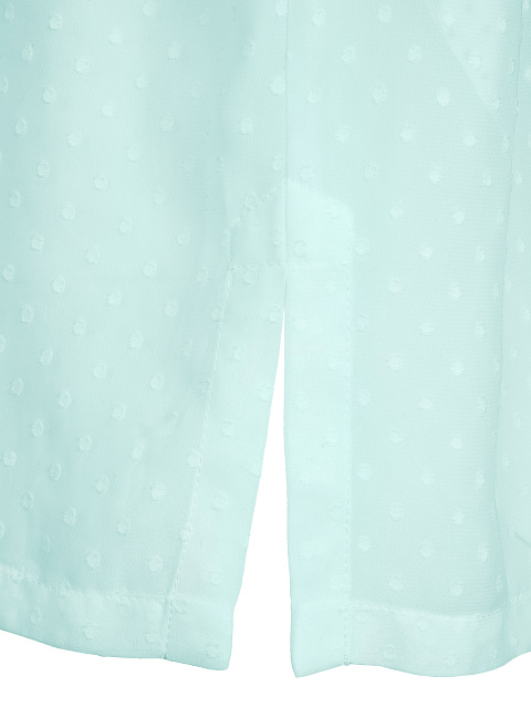 Бирюзовая блузка из шелкового шифона в горошек, 4