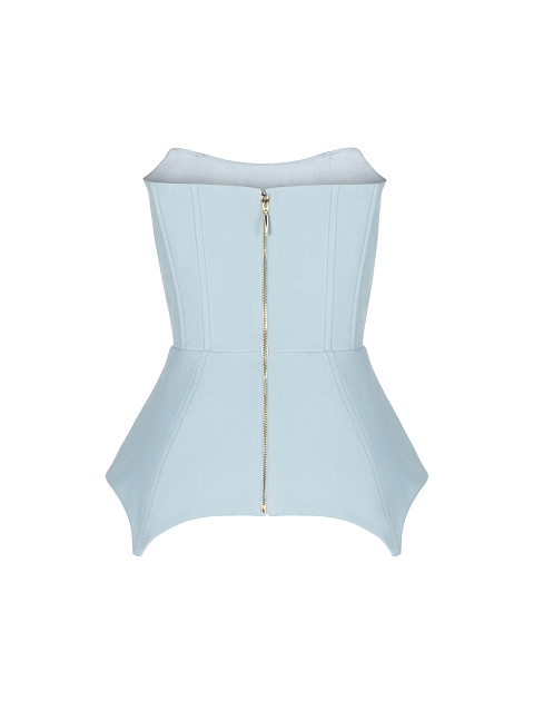 Голубой корсет из денима с баской, 3