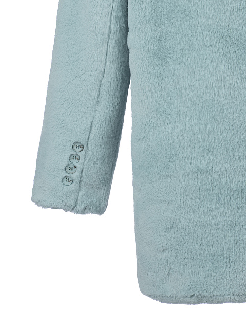 Бирюзовый однобортный жакет из эко-меха, 4