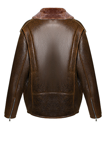 Коричневая объемная дубленка из овчины, 2