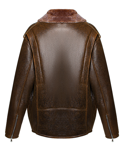 Коричневая объемная дубленка из овчины, 2