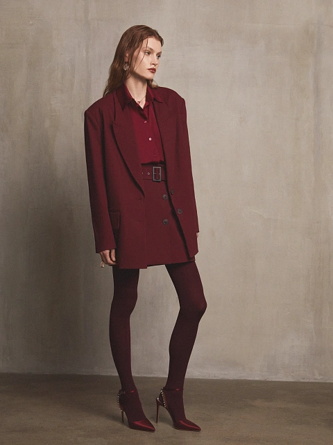 Бордовая объемная блузка, 6