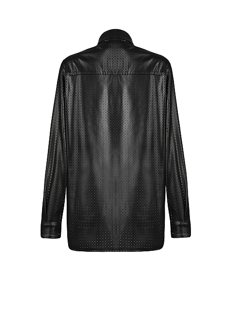 Черная рубашка из эко-кожи с перфорацией, 2