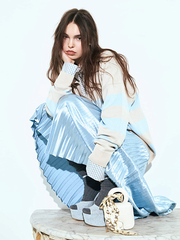 Голубая плиссированная юбка-миди, 2