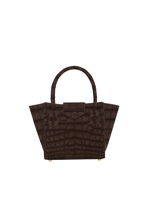 Коричневая сумка из крокодиловой кожи с серебром, 3