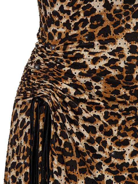 Платье-макси с леопардовым принтом и кружевом, 3