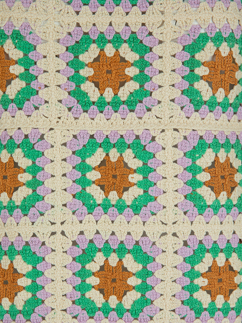 Бежевое вязаное платье-мини в технике кроше, 3