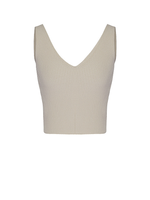 Темно-бежевый трикотажный топ-лапша, 1