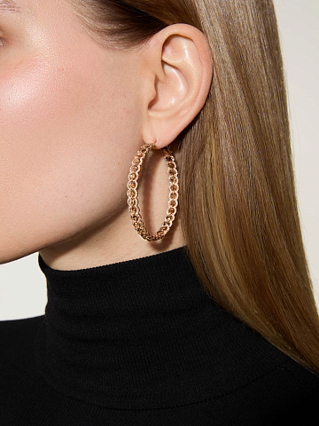 Хупсы из розового золота с бриллиантами Rose Cut, 1