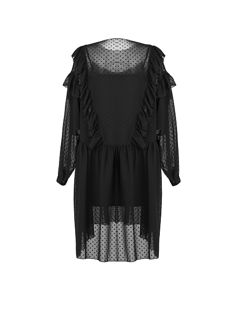Черное платье из шифона с рюшами, 2 Черное платье из шифона с рюшами, 2