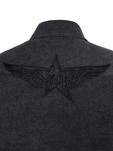 Черная куртка из денима с подкладом из овчины, 4