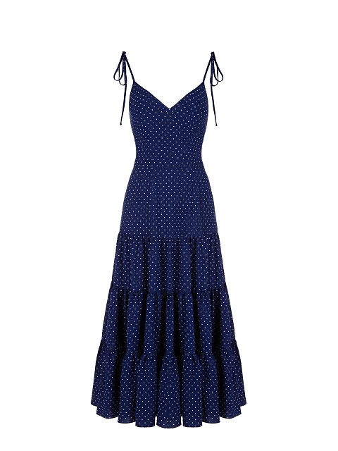 Темно-синий сарафан из вискозы в горошек, 1 Темно-синий сарафан из вискозы в горошек, 1