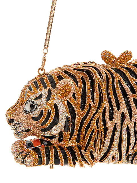 Клатч «Тигр» в золотисто-черных стразах, 3