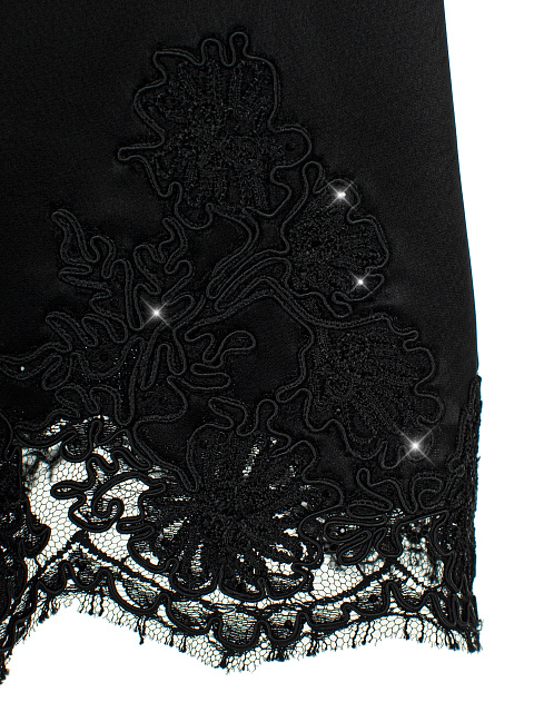 Домашний комплект из черного шелка с кружевом, 5 Домашний комплект из черного шелка с кружевом, 5