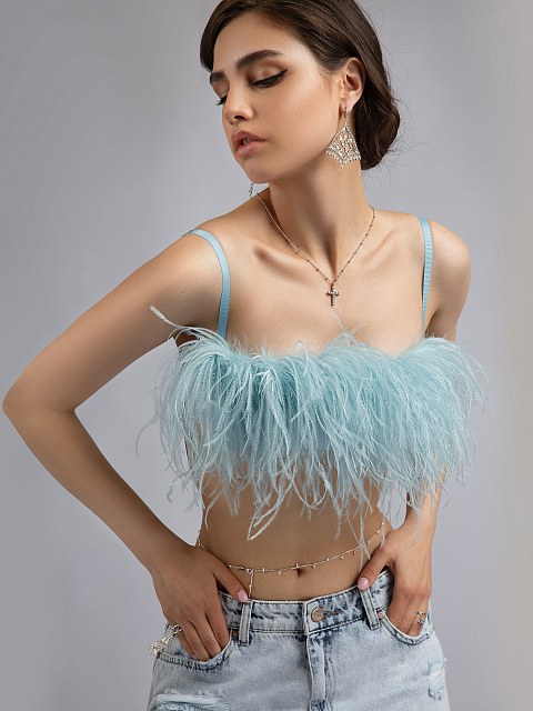 Серебряное колье с крестом с топазами скай, 2