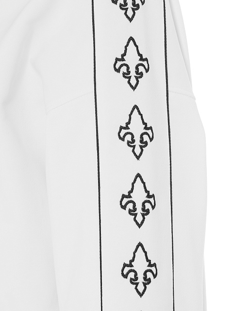 Белый костюм с укороченной толстовкой и вышивкой в виде лилий, 4