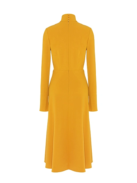 Платье-миди горчичного цвета с драпировкой , 2 Платье-миди горчичного цвета с драпировкой , 2
