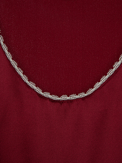 Бордовый топ из шелка с кружевом, 3