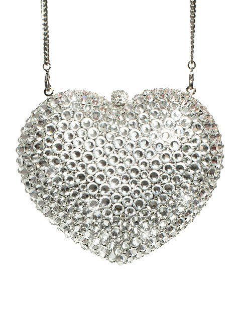 Клатч "Сердце" в крупных серебристых стразах, 3
