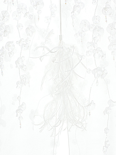 Белый кейп из органзы с цветочной вышивкой, 3