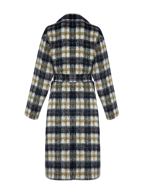 Однобортное шерстяное пальто в клетку, 2