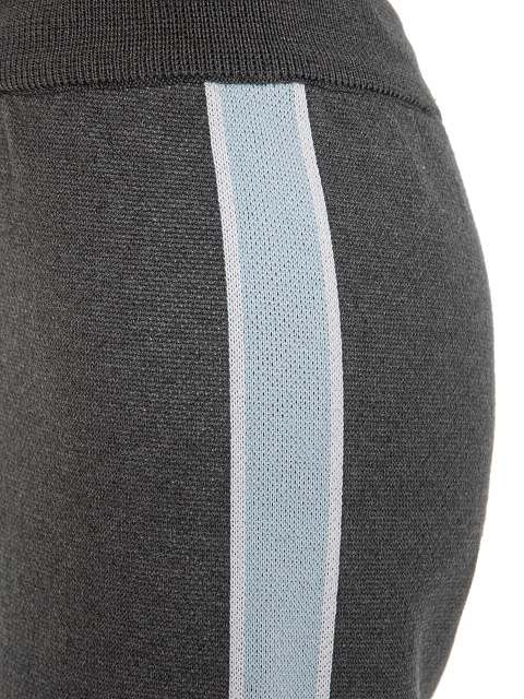 Серые трикотажные брюки с голубыми лампасами, 3