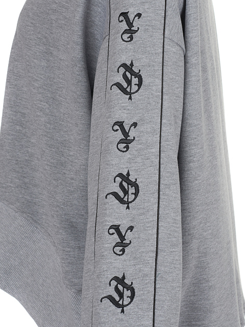 Серый костюм с укороченной толстовкой и вышивкой, 4 Серый костюм с укороченной толстовкой и вышивкой, 4