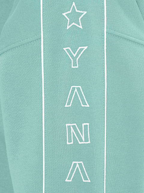 Мятный костюм с укороченной толстовкой и вышивкой, 5