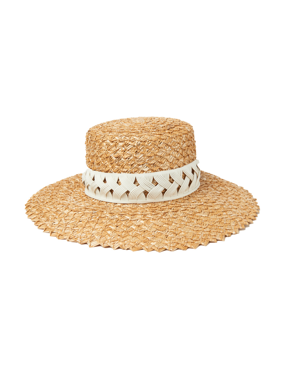Соломенная шляпа с белой кожаной отделкой, 1