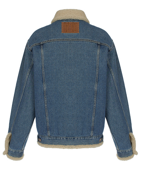 Объемная голубая джинсовая куртка с подкладом из овчины, 3